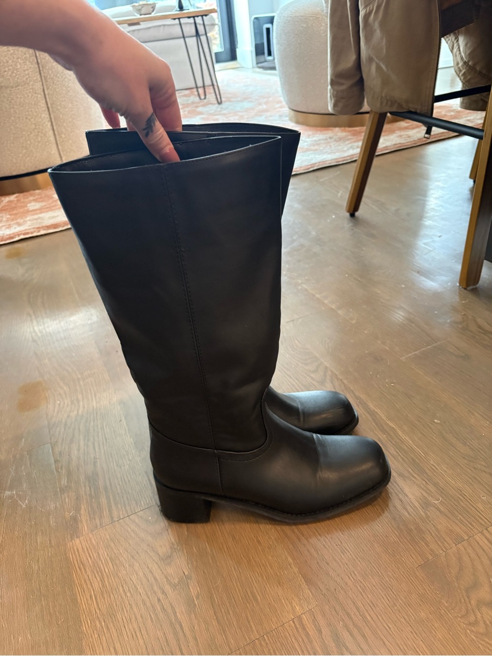 Classic Black Knee-High Leather Boots